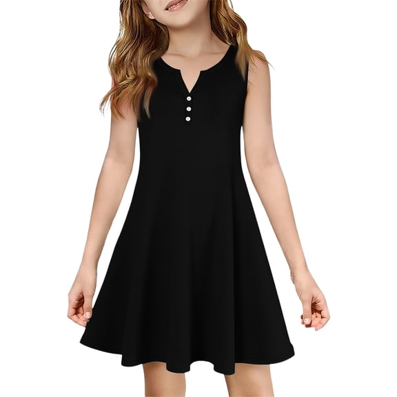 Girls Summer Sleeveless Dress Kid Princess Flower Beach Sundress for Girls Size 7-8