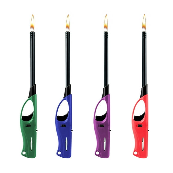 4 Pack Candle Lighters Multipurpose Extended Long Gas Lighter Wand Refillable for Kitchen Fireplace Pilot Light DIY BBQ Grill Stove (Butane Included)