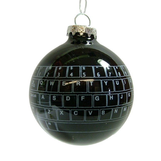 New Glass Black Keyboard Bulb I.T Computer Geek Nerd Gamer Christmas Tree Ornament