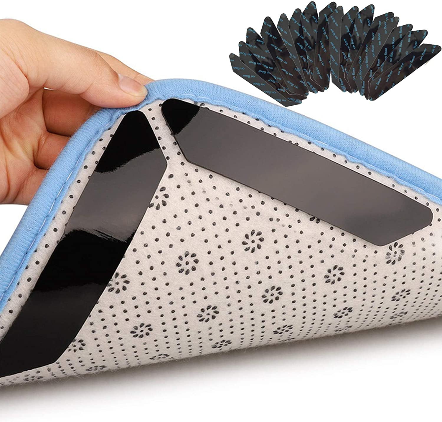 32/16/8 Pcs Rug Grippers with Adhesive Tape, Reusable AntiCurling Rug