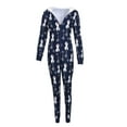 thumbnail image 1 of Pyjama Femme Imprimé de Noël Combinaison à Capuche en Flanelle avec Fermeture Éclair, 1 of 7