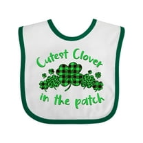 Inktastic St. Patrick's Day Cutest Clover in the Patch in Plaid Boys or Girls Baby Bib