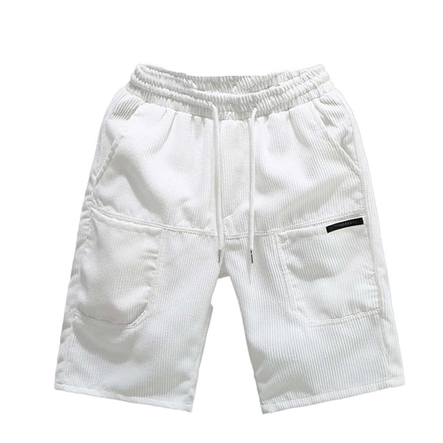 PMUYBHF Shorts de Compression Rouges pour Hommes Shorts en Velours Côtelé pour l'Été Costume de Division Fine avec Multiples Poches pour Tenue d'Affaires Décontractée Pantalon de Travail Tube Droit Shorts de Compression Longs pour Hommes