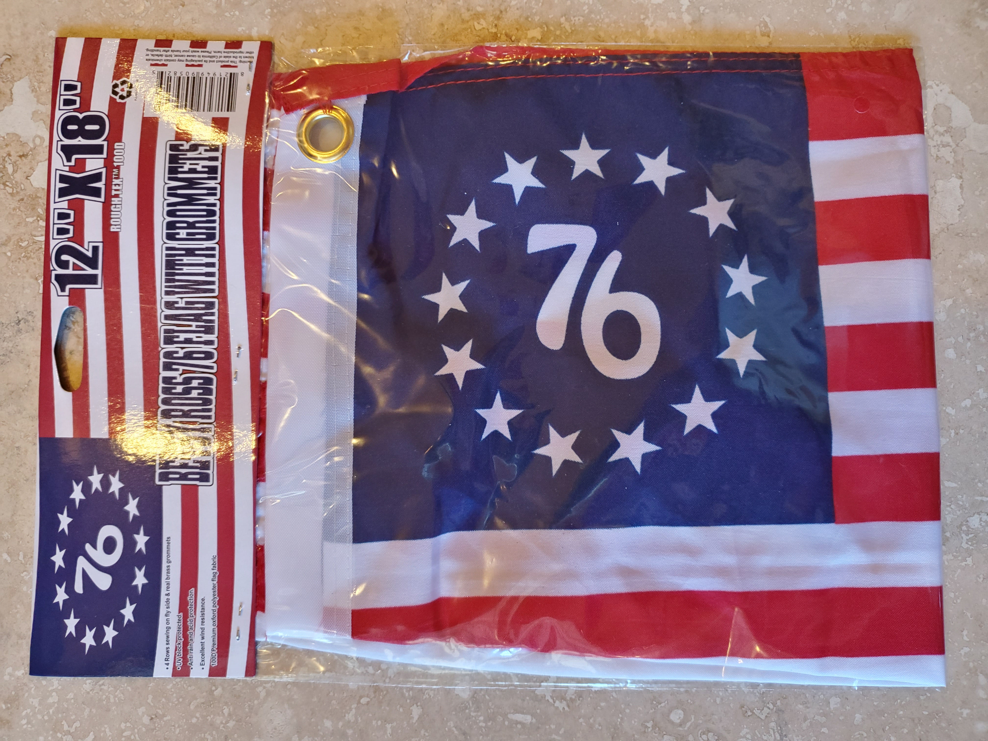 Betsy Ross 1776 Historical Indoor Outdoor Dyed Nylon Boat Flag Grommets 12"X18" 
