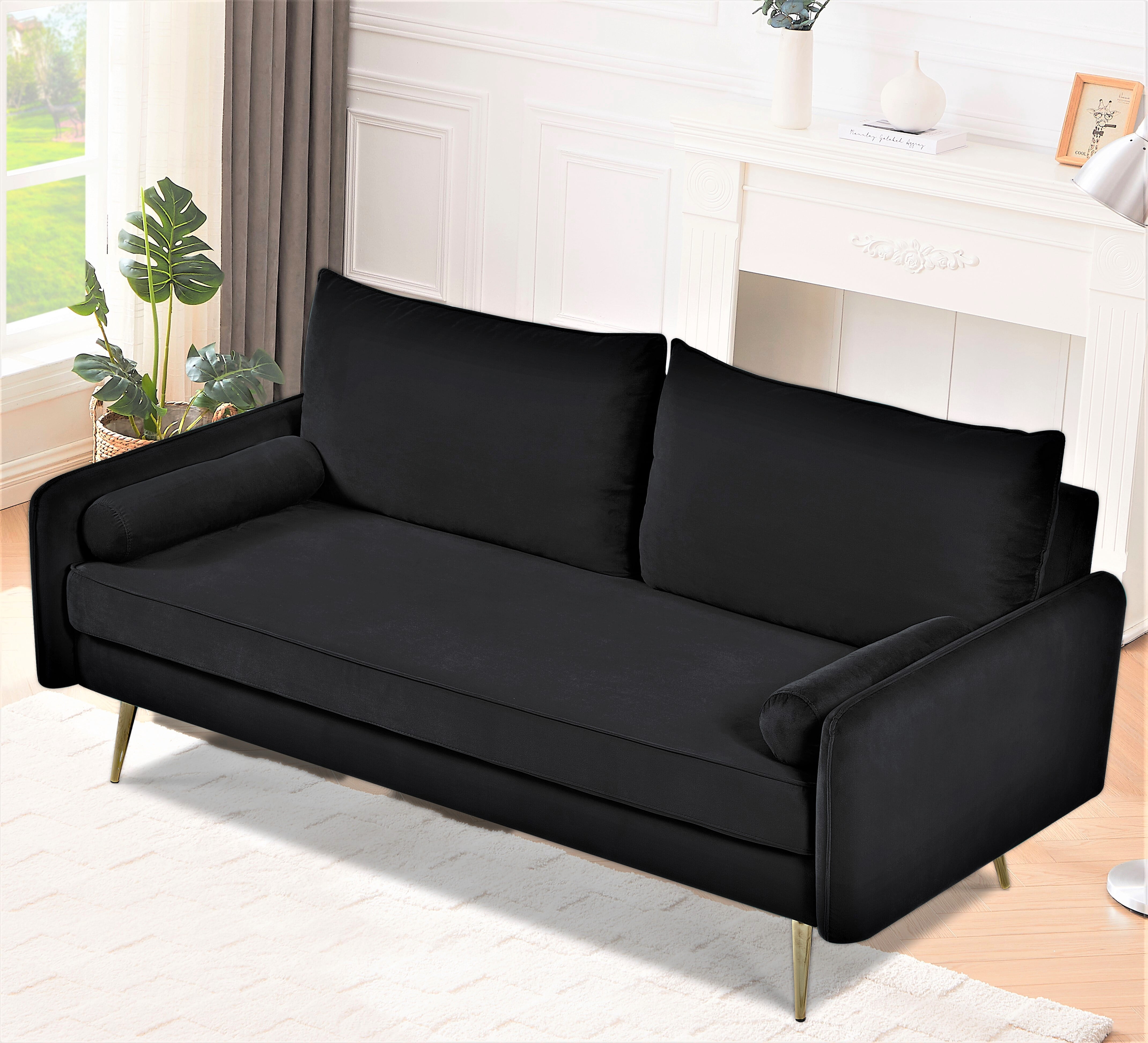 US Pride Furniture Villeda 70''W Polyester Square Arms Sofa Black