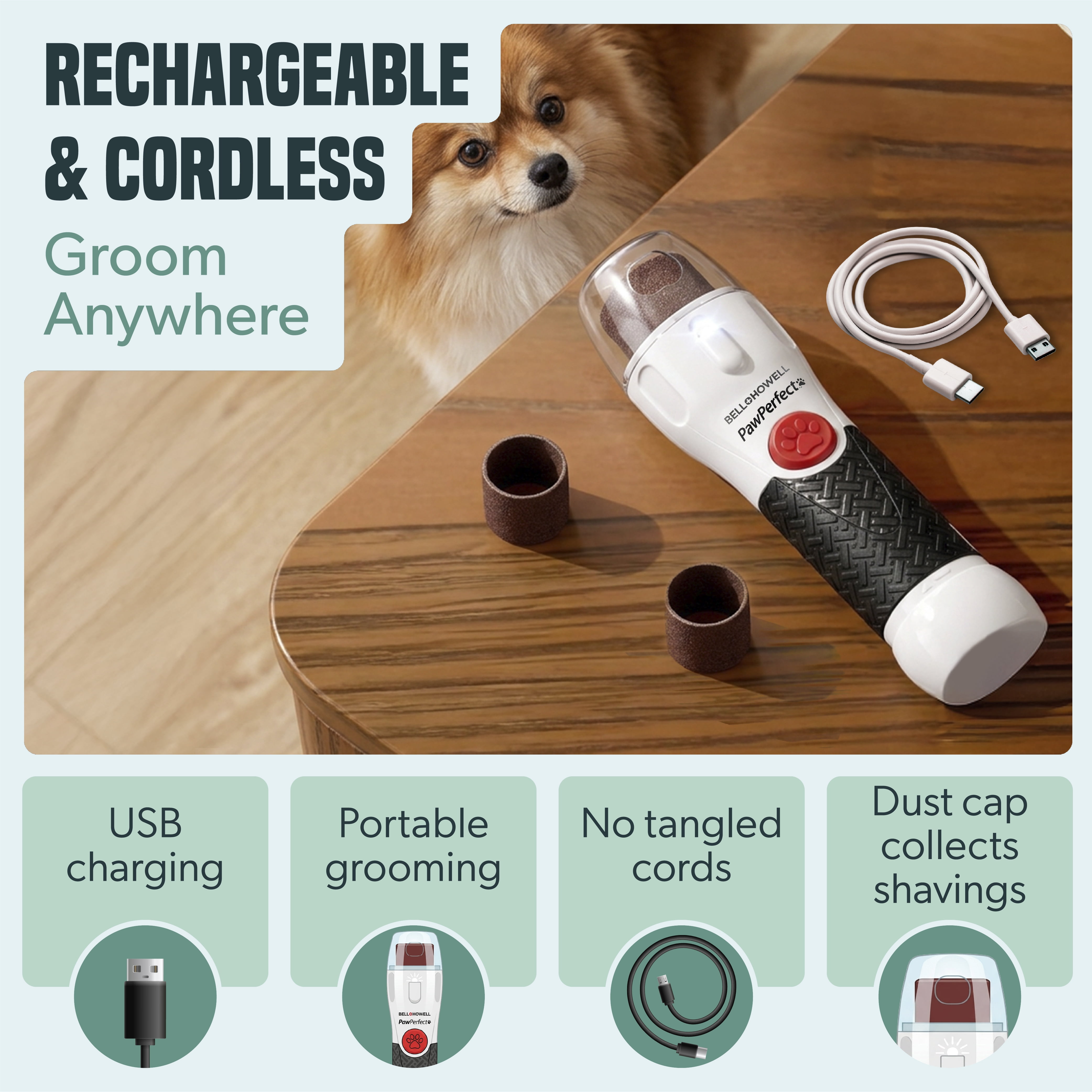 Paw Perfect Pet Nail Trimmer Nail Groomer Nail Rotating File for Large Small Pets As Seen on TV