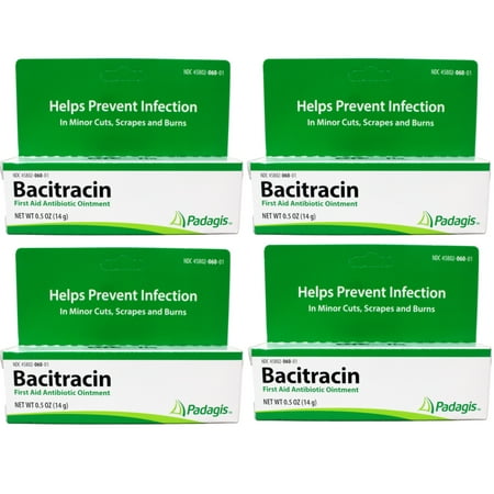 Bacitracin Ointment First Aid Antibiotic, Prevent Infection Minor Cut, 0.5oz (14g) - 4 Pack