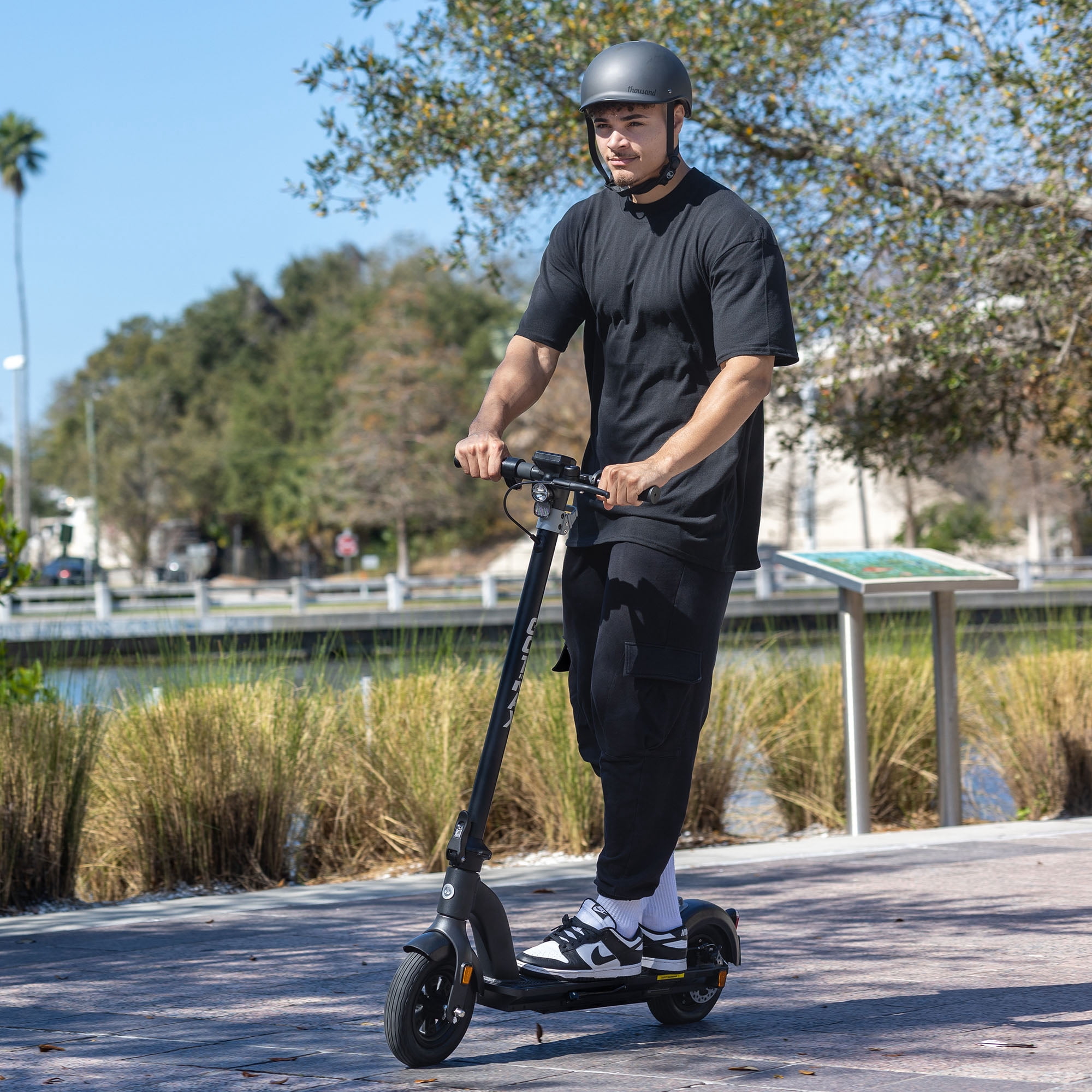 GOTRAX Tour XP Adult Electric with 10" Pneumatic Tires, 20 mph&15.5 mile Range, 350W, 220lbs Max Load,One-Touch Fold & Lock, Black