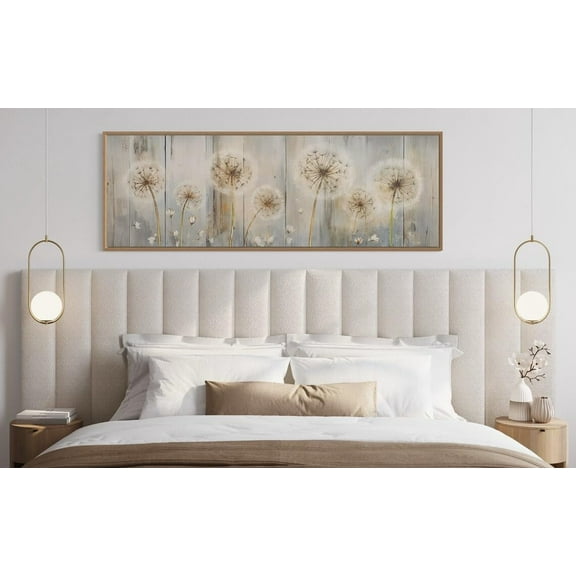 Dandelions Painting On Distressed Wood Print Poster Long Horizontal Wall Art Canvas Artwork Wall Decor Prints Painting Art Prints Picture Home Farmhouse Decoration No Frame