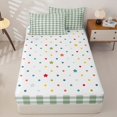 thumbnail image 4 of Erosebridal Green Gingham Plaid Zipper Full Size Comforter Sets with Fitted Sheet and 2 Pillowcases,Modern Geometric Print Zipper Bedding Set For Girls,Polkadot Reversible,4-Piece, 4 of 7