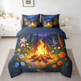 thumbnail image 3 of Manfei Adventure Campfire Starry Sky King Bedding 7pcs,Jungle Wildflowers King Bed in a Bag,Orange Blue Green, 3 of 6