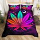 thumbnail image 1 of Hojas Juego de Funda Nórdica Hoja de Marihuana Queen Bedding Sets,Galaxy Estrellas Luna, 1 of 7