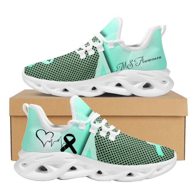 Zapatillas deportivas de malla con diseño de concienciación sobre el cáncer de autismo para mujer, ligeras, resistentes al desgaste, con plataforma, informales.