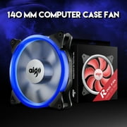 Aigo Blue Halo Ring Fan 140mm Case Fan Quiet Edition High Airflow Adjustable Color LED Case Fan for PC Cases, CPU Coolers,Radiators 4 Pin/3 Pin