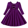 thumbnail image 1 of MIASHUI Robe à Manches Longues pour Filles avec Nœud Élégant et Design Délicat pour Violet, 2-3 Ans, 1 of 6