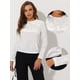 thumbnail image 2 of INSPIRE CHIC Camiseta casual de manga larga con cuello redondo y parte superior de terciopelo para mujer blanco S, 2 of 5