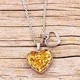 thumbnail image 3 of Created Gold Foil Broken Stone Inlay Love Heart Necklace Mustard Seed Charms Pendant Crystal Jewelry for Her Y941 (Yellow)…, 3 of 7