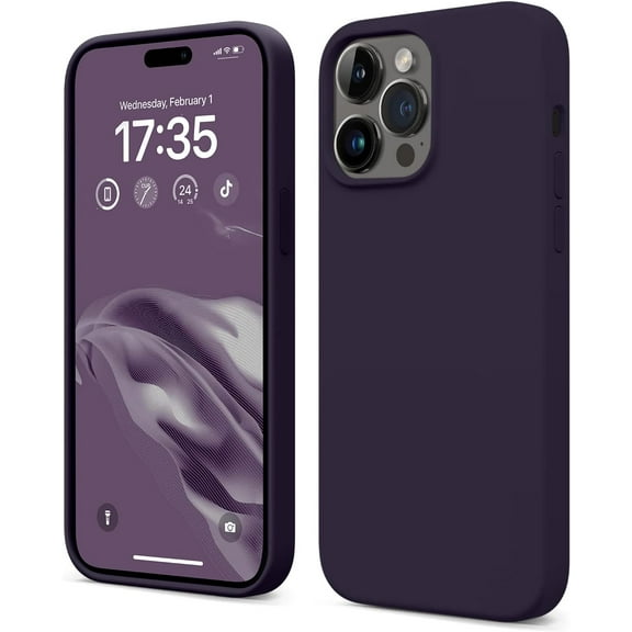 iPhone 14 Pro case 6.1 inch,[Silicone Ultra Slim Thin Series] Soft Liquid Silicone Rubber Full-Body Protective Bumper Case for iPhone 14 Pro,Elderberry
