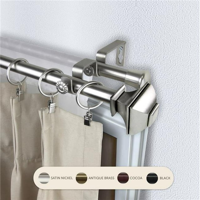Central Design 4782-995 Tringle à Rideaux Double Vicky de 0,8125 Po avec Rallonge de 120 à 170 Po, Nickel Satiné