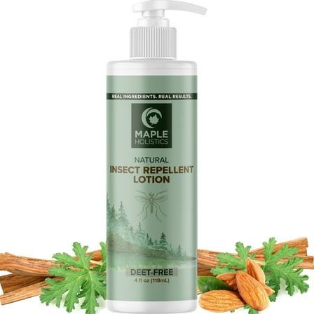 Bug Repellent Lotion for Adults & Kids - DEET Free Insect Repellent Lotion for Ticks & Mosquitoes - Made with Citronella & Lemongrass - Dermatologist Tested - Light Scent Vegan & Cruelty Free (4oz)