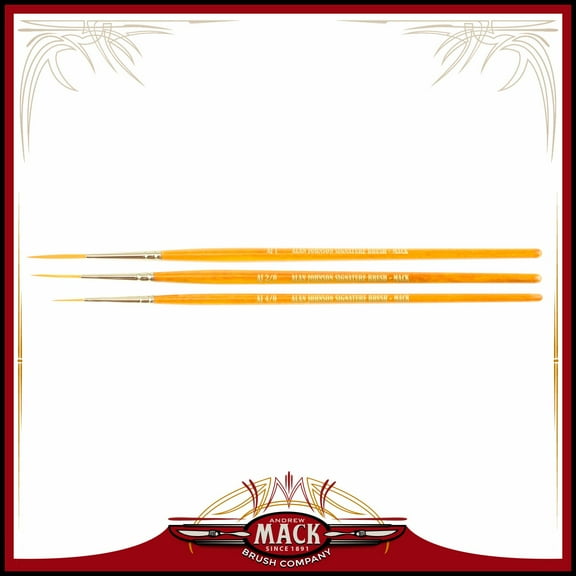 Set (3) Alan Johnson Signature Series AJ Sizes 0000-1 Pinstriping Brushes Taklon