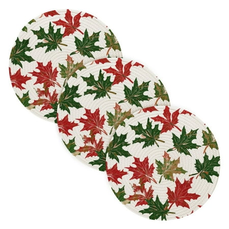 

3 Place Mat Pan Bowl Mat Teacup Mat 15x15x24 Inch Tray Mat Kitchen Pot Mat Hot Pot Mat Teapot Mat Table Protective Mat Christmas Style Leaves1