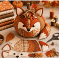 thumbnail image 2 of DIY Animal Pumpkin Sewing Kit, Harvest Fabric Craft Set, Autumn Thanksgiving Decor, Handmade Gift, Cute Woodland Friends, Pre-Cut Patchwork, Halloween Seasonal Ornament,Fox, 2 of 7