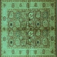 thumbnail image 1 of Ahgly Company Machine Washable Indoor Square Oriental Turquoise Blue Industrial Area Rugs, 5' Square, 1 of 4