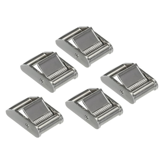 Uxcell Cam Buckle, Metal Press Lock Fasteners 2.07" for 1" 25mm Tie Down Webbing Strap, Silver 5 Pack