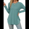 thumbnail image 1 of Camisa de Larga con Cuello Redondo para Mujer, Básica, Holgada, Informal Lago Azul L, 1 of 5