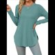 thumbnail image 1 of Camisa de Larga con Cuello Redondo para Mujer, Básica, Holgada, Informal Lago Azul L, 1 of 5