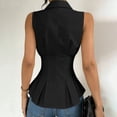 thumbnail image 3 of Uootdi Button Down Shirts for Women Point Collar Peplum Hem Sleeveless Tops for Women Slim Fit Office Attire Wrinkle Resistant Business Casual Tops for Women, 3 of 8