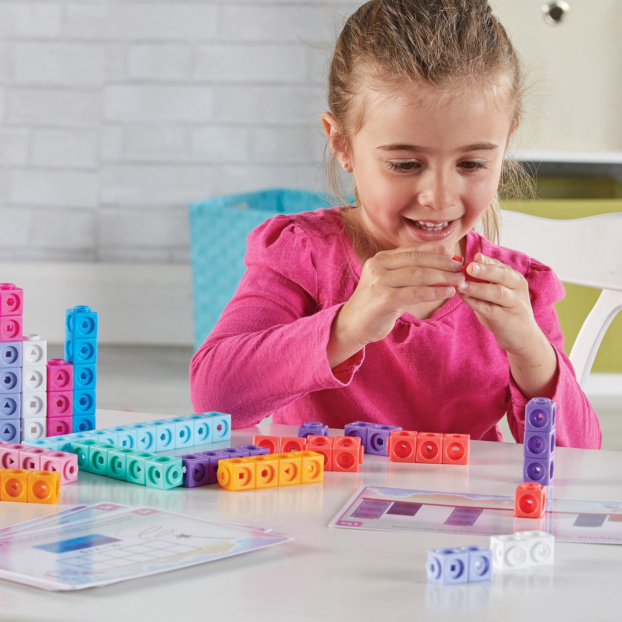 Learning Resources Mathlink Cubes Kindergarten Math Activity Set Fantasticals - 115 pieces, Boys and Girls Ages 5+ STEM Activities for Kids, Math Games