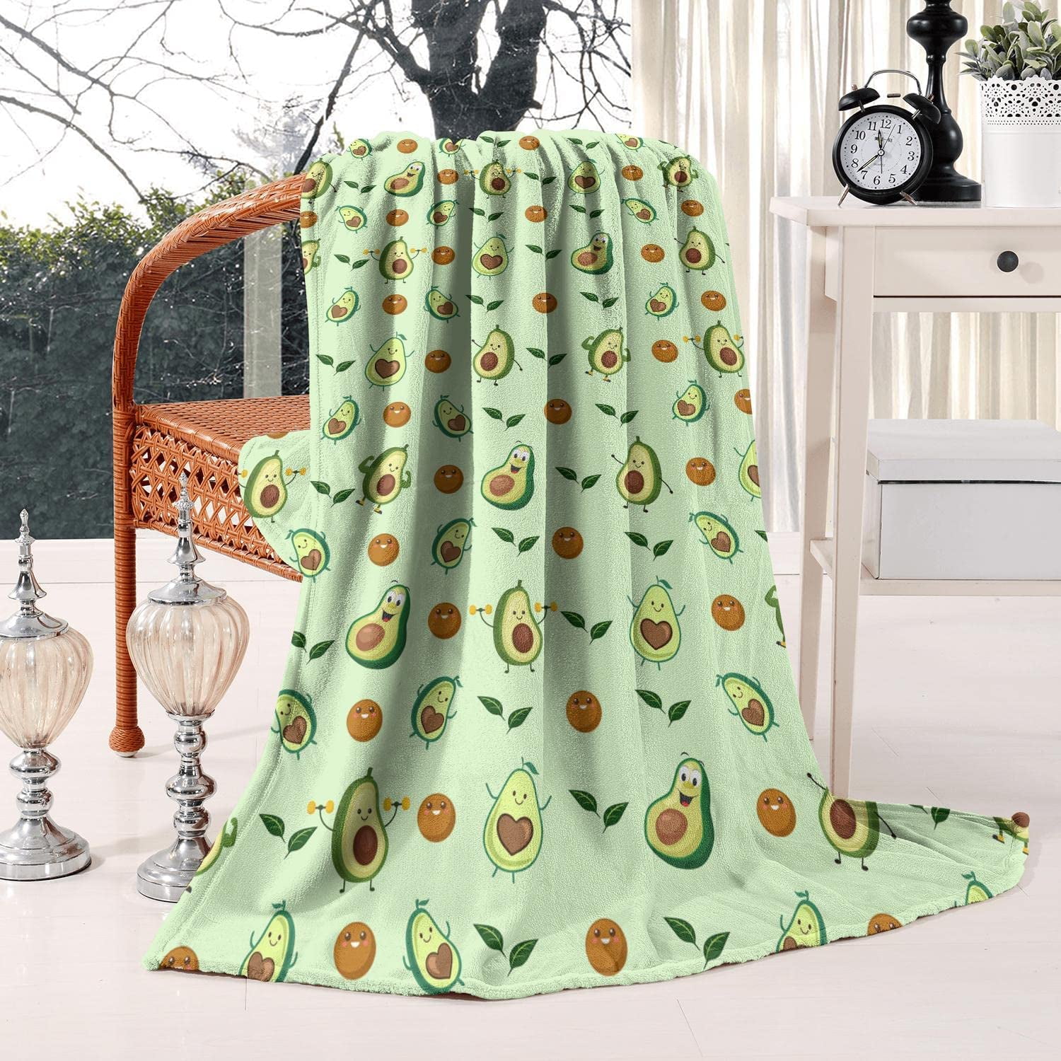 Soft Avocado Blanket for Kids Couch Room Kawaii Flannel Throw Blanket