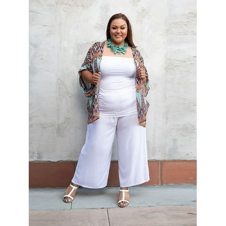 Plus Size Pink/Black/Teal Print Kimono Jacket