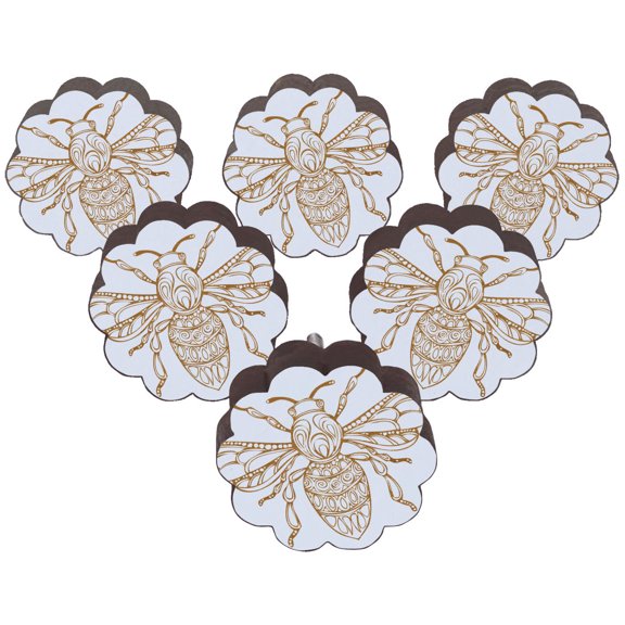 IBA Indianbeautifulart White Engraved Knobs Wooden Cupboard Door Knobs Pull Handle Pack of 10