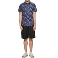 thumbnail image 2 of Unique Bargains Men's Summer Button Floral Cotton Short Sleeve Hawaiian Shirt 44 Dark Blue, 2 of 6