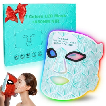 Red Light Therapy for Face, 7＋1 Colors LED Face Mask Light Therapy with 850NM Near-infrared, Portable Rechargeable Red Light Therapy Mask Skin Care Device at Home and Travel for Anti-Aging