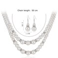 thumbnail image 2 of Double Chain Pearl Jewelry Set Women Simulated Pearl Necklace Earrings Jewel AL, 2 of 6