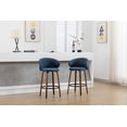 thumbnail image 6 of Dayalane Modern Bar Stool Set of 2, 26" Counter Height Bar Stool with Barrel Back, Linen Upholstered Kitchen Island Chair with Wood Frame and Footrest for Restaurant Pub Dining Room Cafe, Blue, 6 of 9