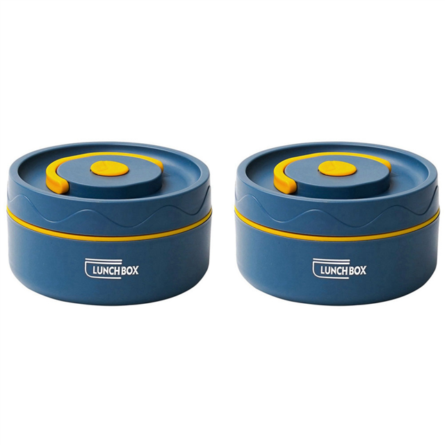 2X Food Warm Lunch Container,Stainless Steel Thermal Lunch Container Portable Thermal Bento Box Food Container Blue A