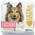 thumbnail image 1 of Paw Inspired Disposable Dog Diapers Female| Diapers for Dogs in Heat Period, Senior, Excitable Urination, or Incontinence (Medium Plus, 32 Count), 1 of 6