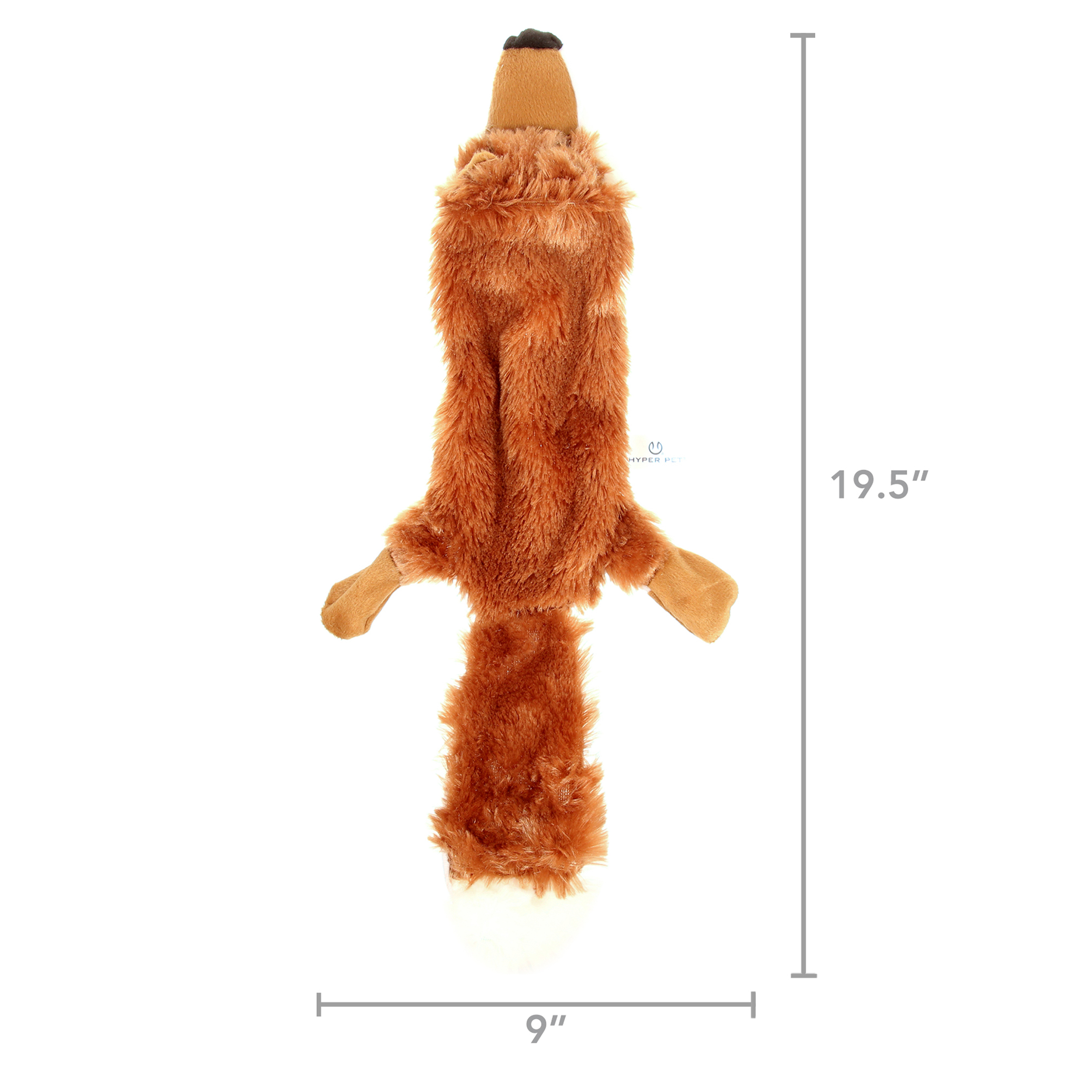 Hyper Pet Skinz Wildlife Stuffless Plush Fox Squeaky Dog Toy with Squeaker, Large, Fox