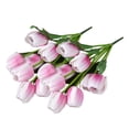 thumbnail image 4 of Ramo de flores artificiales Yuarrent 2 uds tulipanes suave simulación de tacto color púrpura, 4 of 6