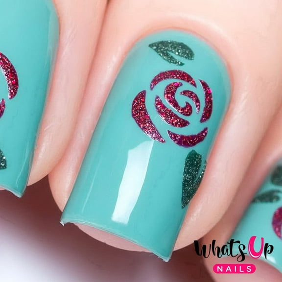 Whats Up Nails - Roses Vinyl Stencils Nail Art Design