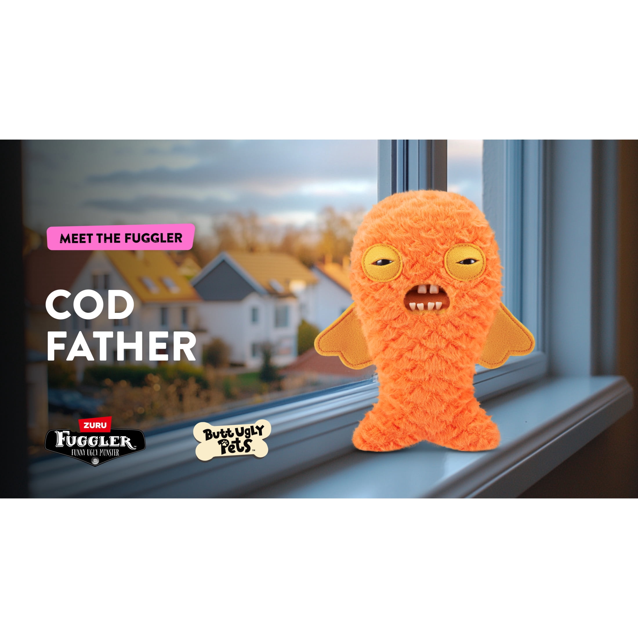 Fuggler Butt Ugly Pets 9 inch (Cod Father - Gold Fish) Soft Plush, Ugly Monster Stuffed Animal Toy by ZURU