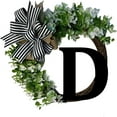 thumbnail image 5 of Last Name Year Round Front Door Wreath with Bow,Welcome Signs Garland,Personalized Creative 26 Letter Farmhouse Wreath for Door,Monogram Initial Letter Wreaths,Spring Summer Green Wreath 14", 5 of 9