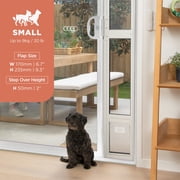 Hakuna Pets Small White Glass Sliding Door Patio Pet Door, With Lockable Flap, Suitable for Most Sliding Doors