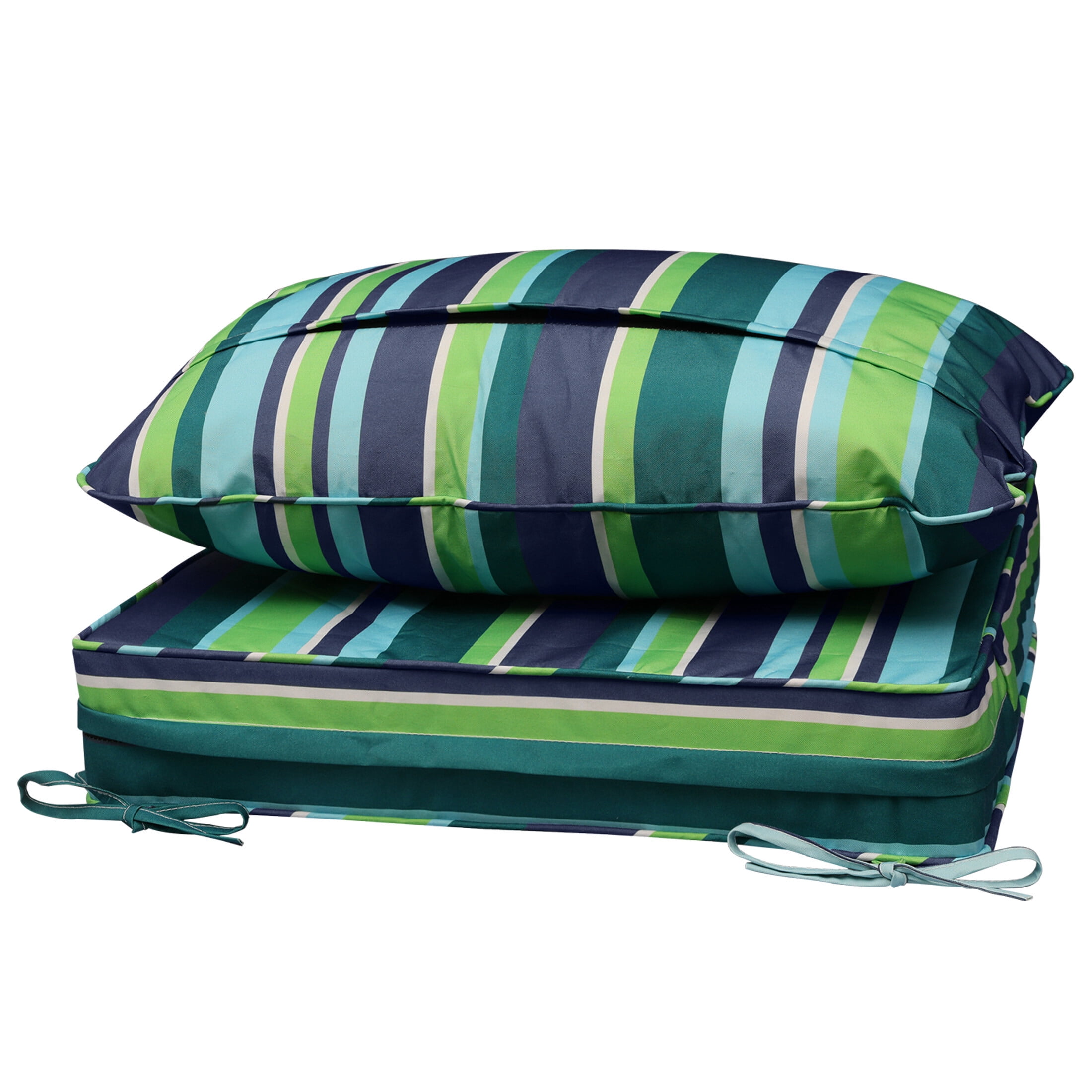 24 x 24 Waterproof Outdoor Deep Seat Cushion for Patio Furniture Cushion Replacement, Blue Green Stripes