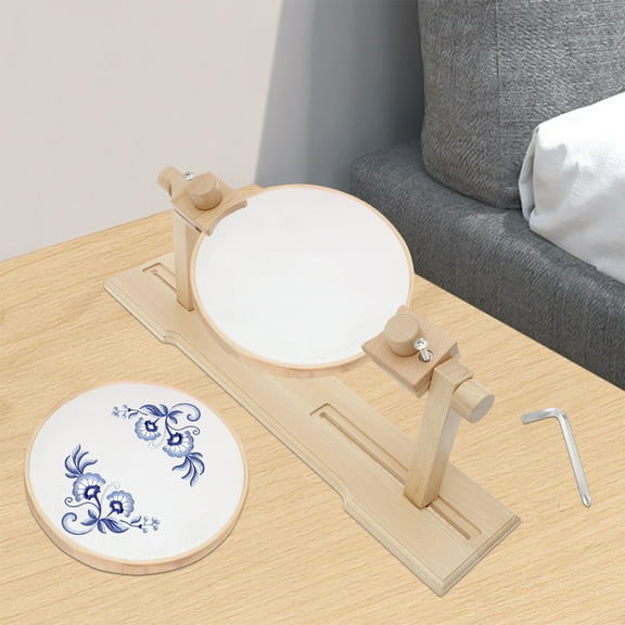 Embroidery Hoop Stand Adjustable Cross Stitch Holder Beech Wood 360° Rotatable Embroidery Frame Stand for DIY Craft Sewing Project
